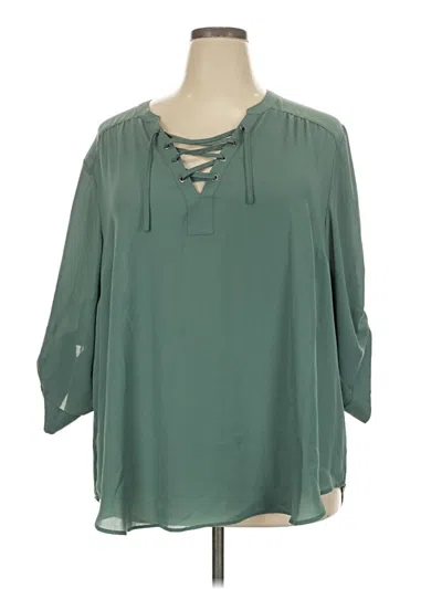 Pre-owned Torrid 3/4 Sleeve Blouse In Green