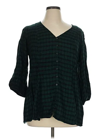 Pre-owned Torrid 3/4 Sleeve Blouse In Green