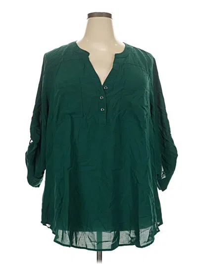Pre-owned Torrid 3/4 Sleeve Blouse In Green