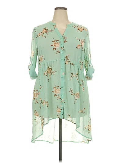 Pre-owned Torrid 3/4 Sleeve Blouse In Green