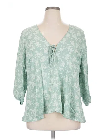 Pre-owned Torrid 3/4 Sleeve Blouse In Green