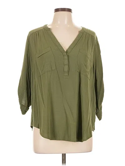 Pre-owned Torrid 3/4 Sleeve Blouse In Green