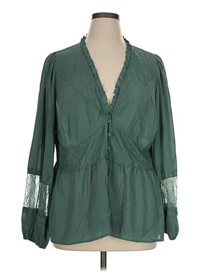 Pre-owned Torrid 3/4 Sleeve Blouse In Green