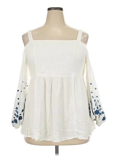 Pre-owned Torrid 3/4 Sleeve Blouse In Ivory