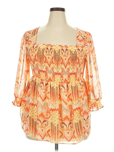 Pre-owned Torrid 3/4 Sleeve Blouse In Orange