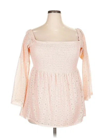 Pre-owned Torrid 3/4 Sleeve Blouse In Pink