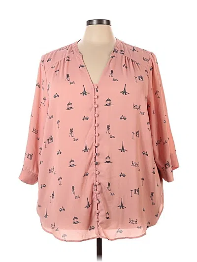 Pre-owned Torrid 3/4 Sleeve Blouse In Pink
