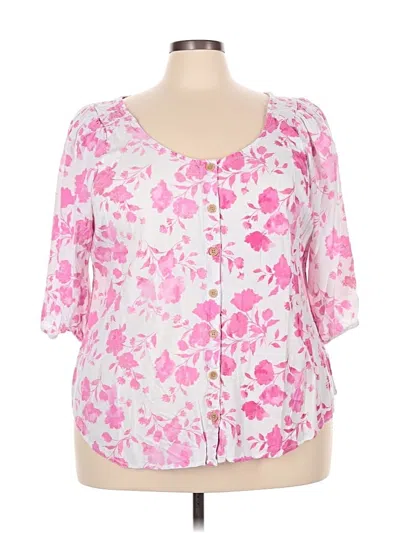 Pre-owned Torrid 3/4 Sleeve Blouse In Pink