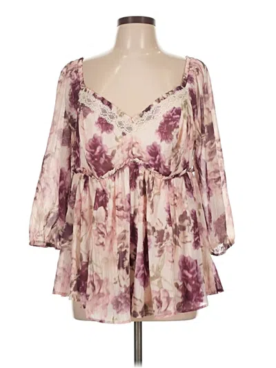 Pre-owned Torrid 3/4 Sleeve Blouse In Pink