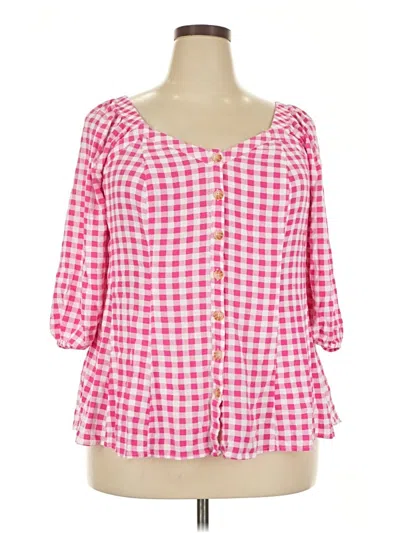 Pre-owned Torrid 3/4 Sleeve Blouse In Pink