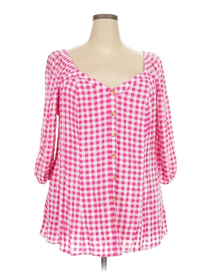 Pre-owned Torrid 3/4 Sleeve Blouse In Pink