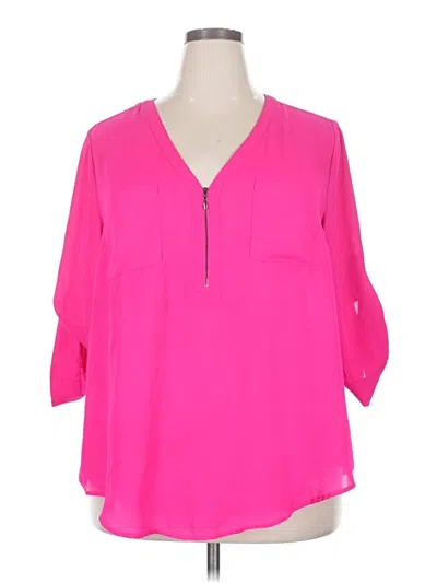 Pre-owned Torrid 3/4 Sleeve Blouse In Pink