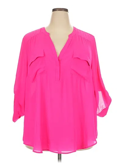 Pre-owned Torrid 3/4 Sleeve Blouse In Pink
