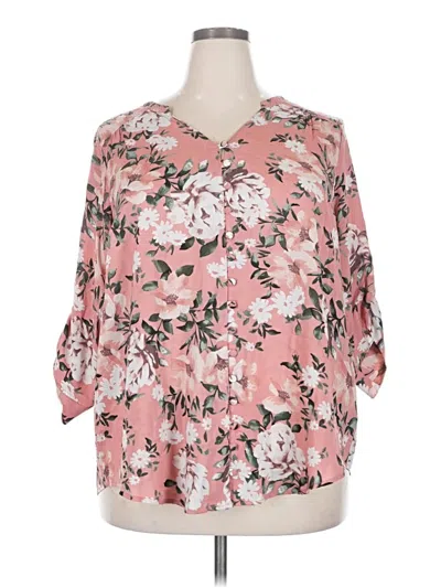 Pre-owned Torrid 3/4 Sleeve Blouse In Pink