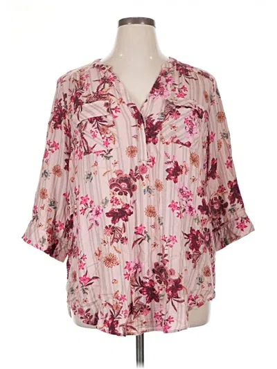 Pre-owned Torrid 3/4 Sleeve Blouse In Pink