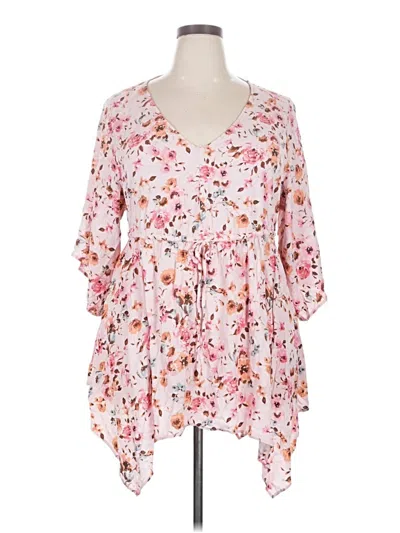 Pre-owned Torrid 3/4 Sleeve Blouse In Pink