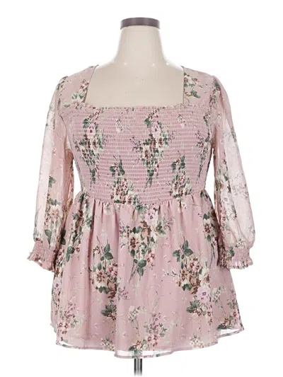 Pre-owned Torrid 3/4 Sleeve Blouse In Pink