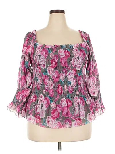 Pre-owned Torrid 3/4 Sleeve Blouse In Pink