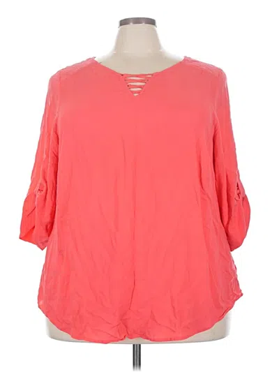 Pre-owned Torrid 3/4 Sleeve Blouse In Pink