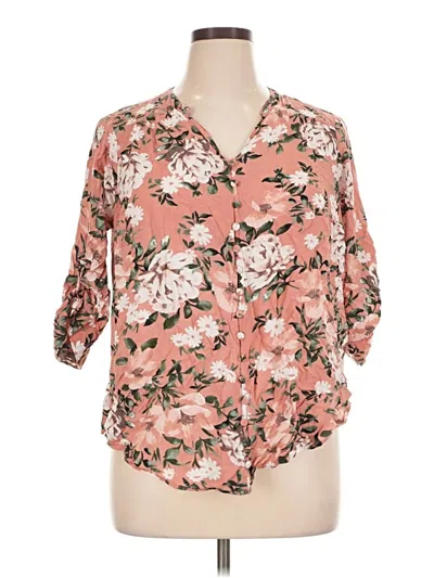 Pre-owned Torrid 3/4 Sleeve Blouse In Pink