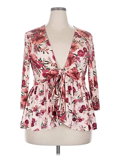 Pre-owned Torrid 3/4 Sleeve Blouse In Pink