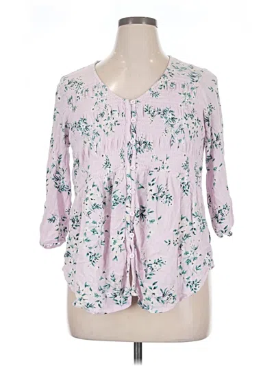 Pre-owned Torrid 3/4 Sleeve Blouse In Pink