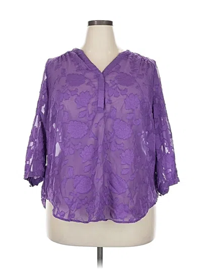Pre-owned Torrid 3/4 Sleeve Blouse In Purple