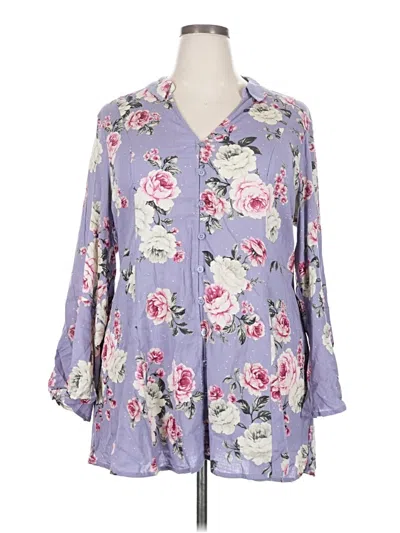 Pre-owned Torrid 3/4 Sleeve Blouse In Purple