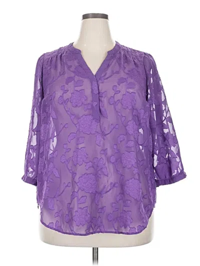 Pre-owned Torrid 3/4 Sleeve Blouse In Purple