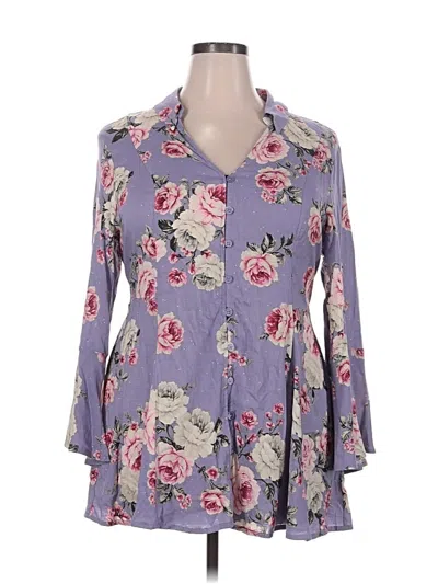 Pre-owned Torrid 3/4 Sleeve Blouse In Purple