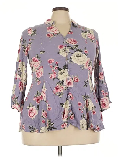 Pre-owned Torrid 3/4 Sleeve Blouse In Purple