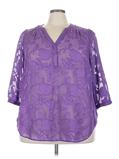 Pre-owned Torrid 3/4 Sleeve Blouse In Purple