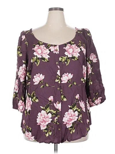 Pre-owned Torrid 3/4 Sleeve Blouse In Purple