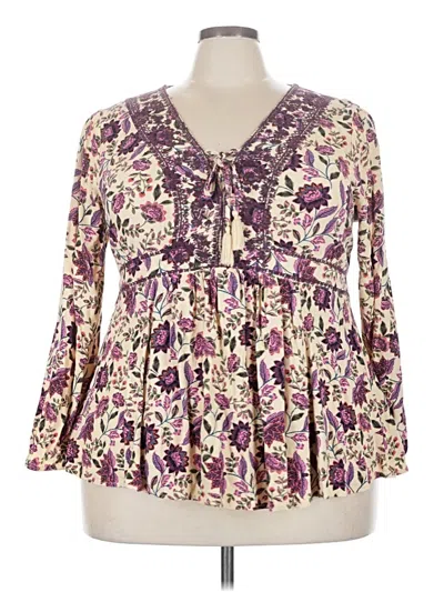 Pre-owned Torrid 3/4 Sleeve Blouse In Purple