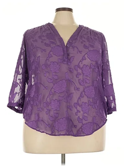 Pre-owned Torrid 3/4 Sleeve Blouse In Purple