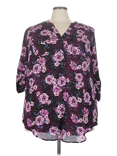 Pre-owned Torrid 3/4 Sleeve Blouse In Purple