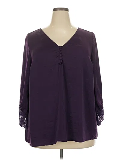 Pre-owned Torrid 3/4 Sleeve Blouse In Purple