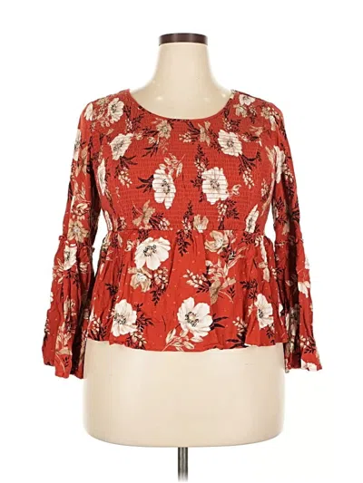 Pre-owned Torrid 3/4 Sleeve Blouse In Red