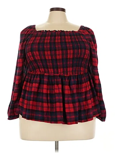 Pre-owned Torrid 3/4 Sleeve Blouse In Red