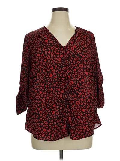 Pre-owned Torrid 3/4 Sleeve Blouse In Red