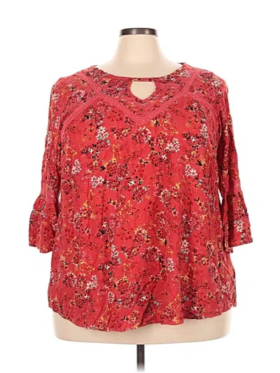 Pre-owned Torrid 3/4 Sleeve Blouse In Red
