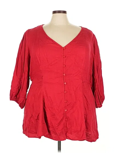 Pre-owned Torrid 3/4 Sleeve Blouse In Red