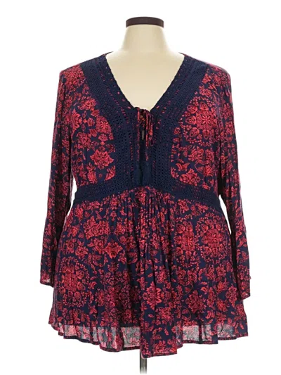 Pre-owned Torrid 3/4 Sleeve Blouse In Red