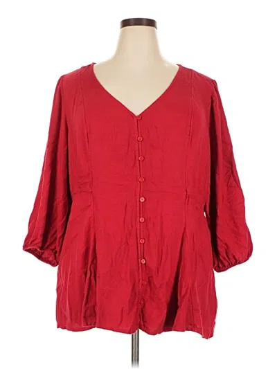 Pre-owned Torrid 3/4 Sleeve Blouse In Red
