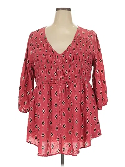 Pre-owned Torrid 3/4 Sleeve Blouse In Red