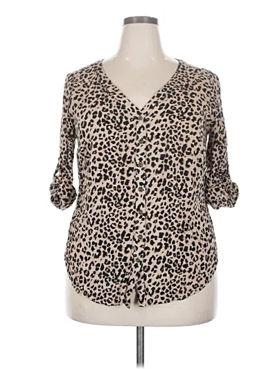 Pre-owned Torrid 3/4 Sleeve Blouse In Tan