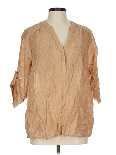 Pre-owned Torrid 3/4 Sleeve Blouse In Tan