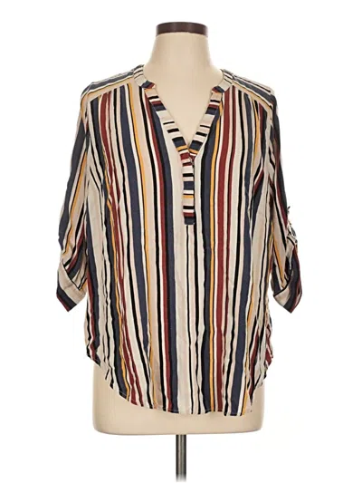 Pre-owned Torrid 3/4 Sleeve Blouse In Tan