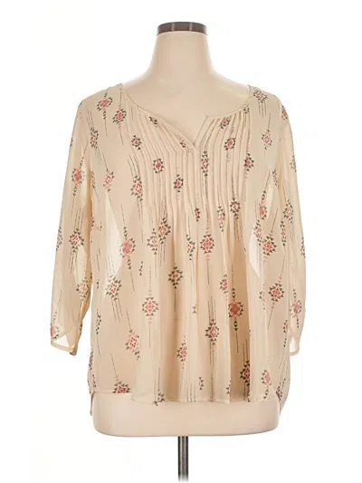 Pre-owned Torrid 3/4 Sleeve Blouse In Tan