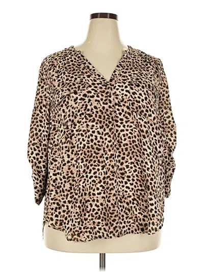 Pre-owned Torrid 3/4 Sleeve Blouse In Tan